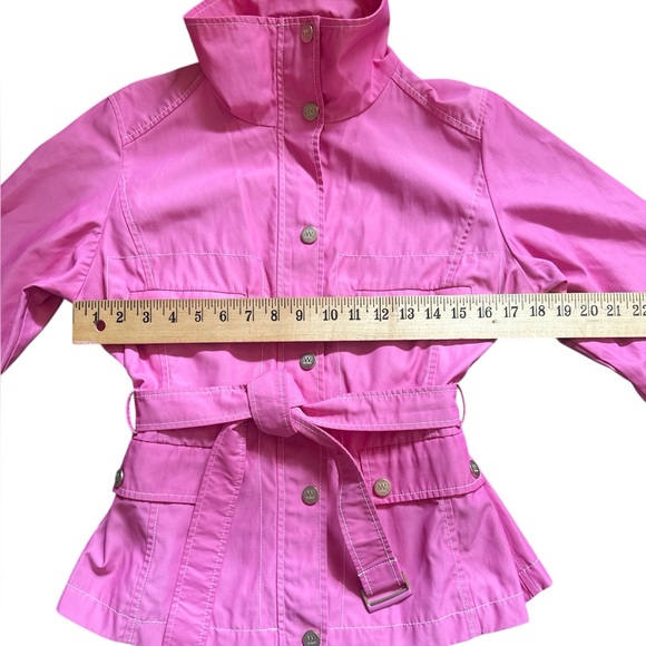 Max Mara Weekend Pink Coat US 8 Belted Nylon Cotton Vtg Y2K Gold Zipper Pristine - Picture 10 of 11